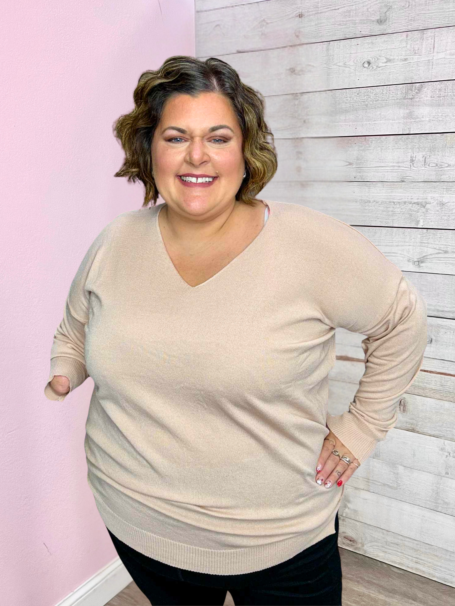 "Wine Tasting" Lightweight Sweater- Nude