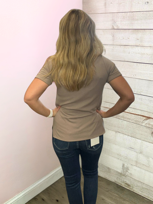 "Best Memory" Ribbed Mocha Top