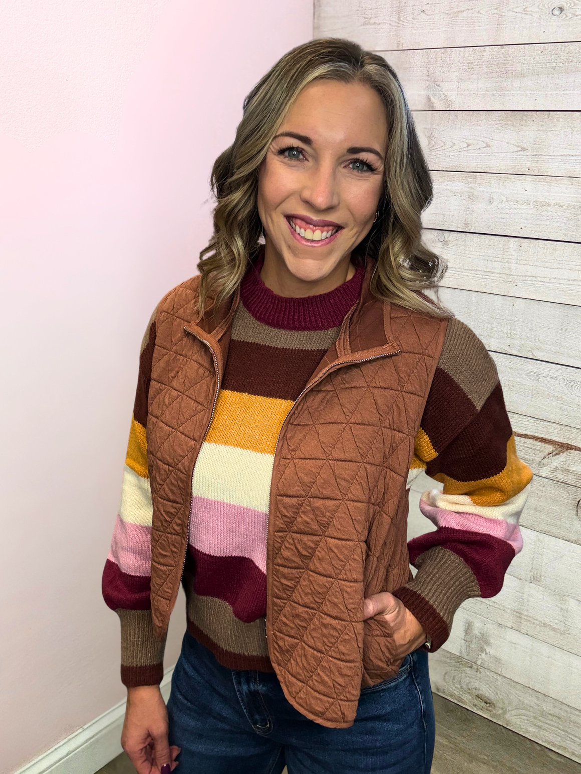 "Cafe Chic" Quilted Zip-Up Vest