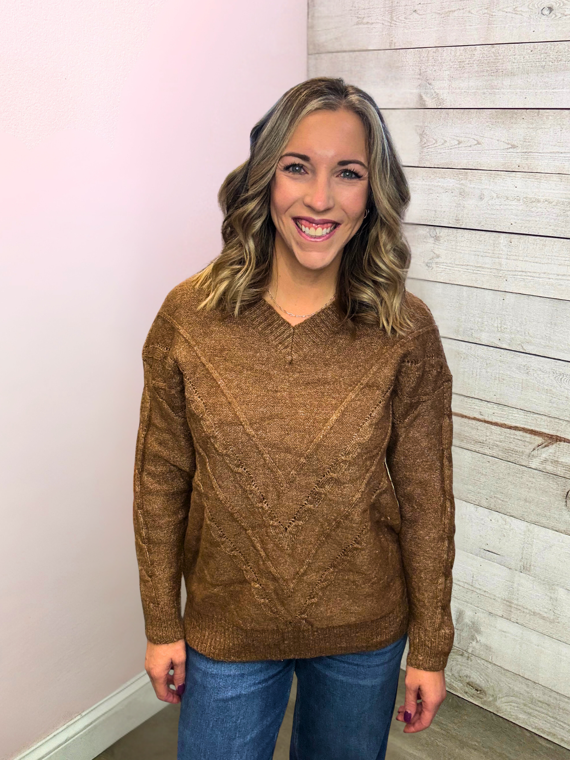 "Cue The Chic" Chevron Sweater