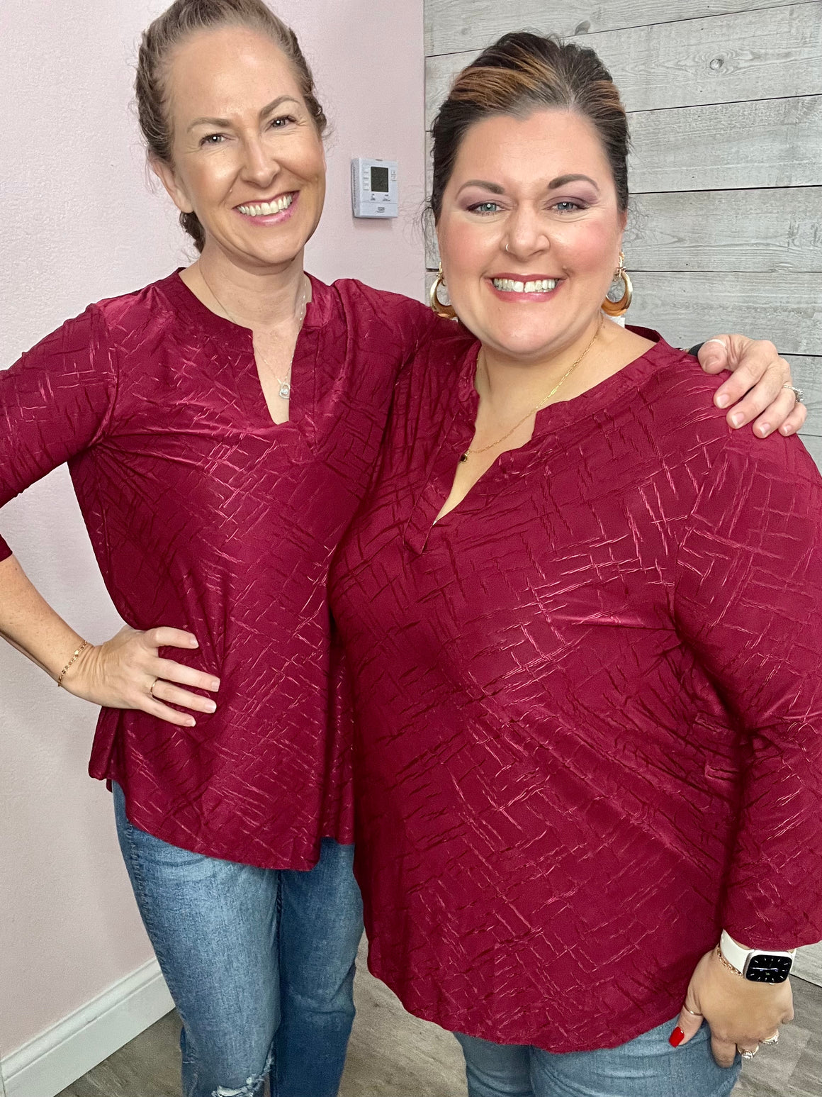 "Wine and Dine" Textured Gabby Top- Burgundy *FINAL SALE*