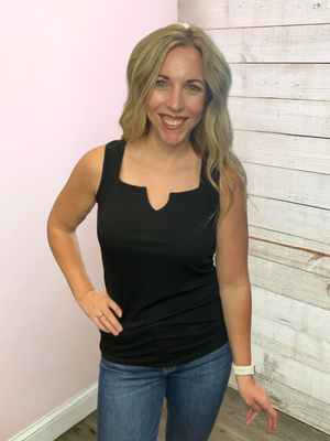 "Midnight" Ribbed Black Tank