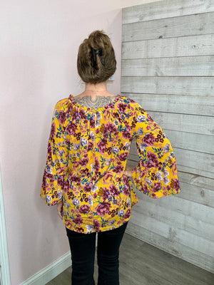 "City Dream" Marigold Floral Nashville Top