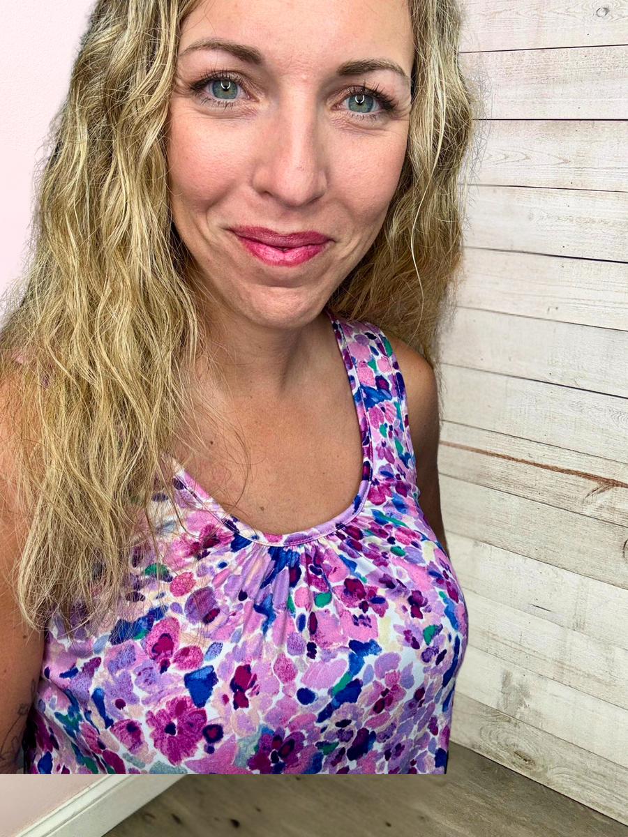 "Garden Party" Purple Floral Top