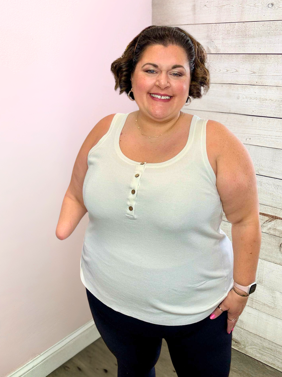 "Feeling Fab" Henley Tank Top- Off White
