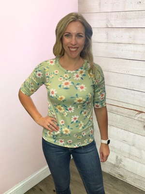 "Picnic Ready" Floral Top- Sage