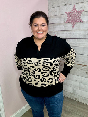 "On Your Side" Black Animal Print Sweater