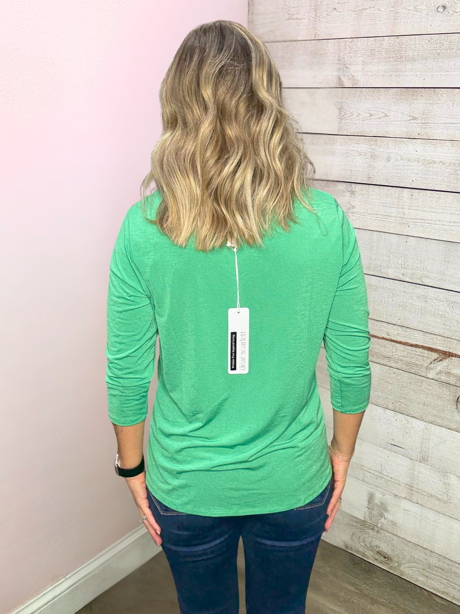 "For Keeps" Solid Vneck Top- Green