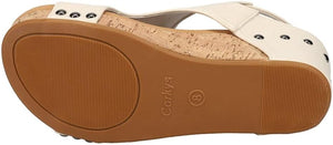 "Carley" Corky Wedge Sandal- Cream