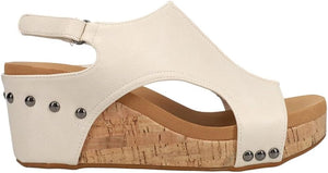 "Carley" Corky Wedge Sandal- Cream