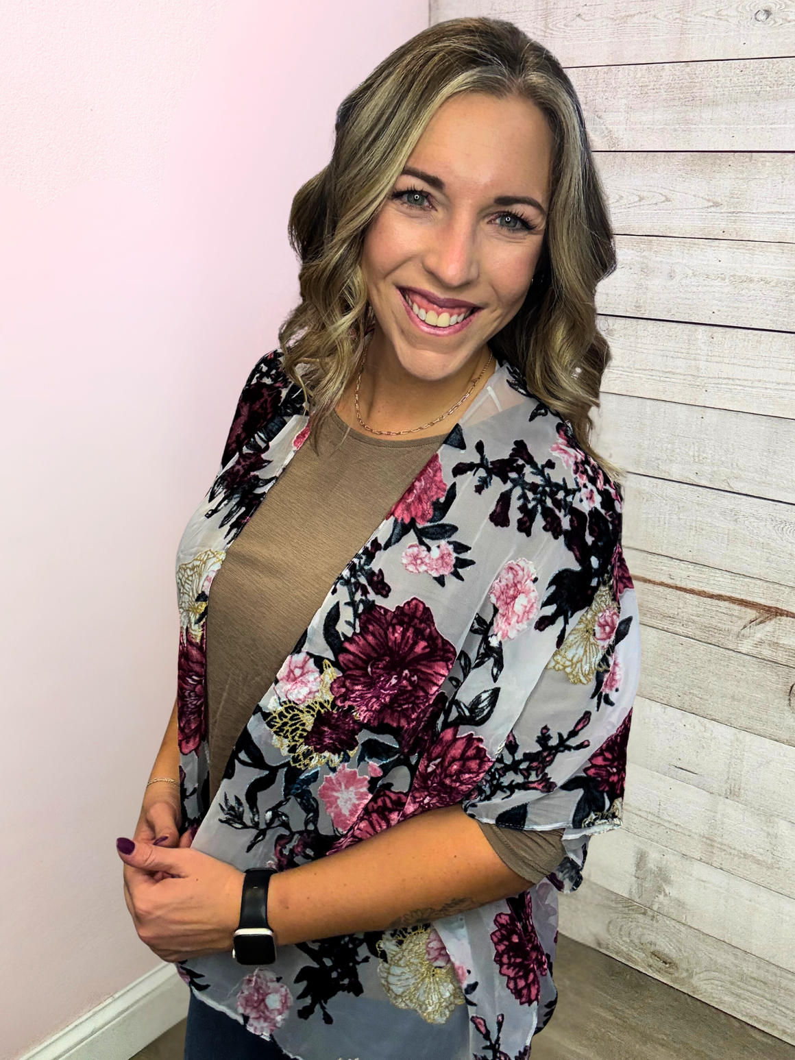 "Mystic Garden" Velvet Kimono- White