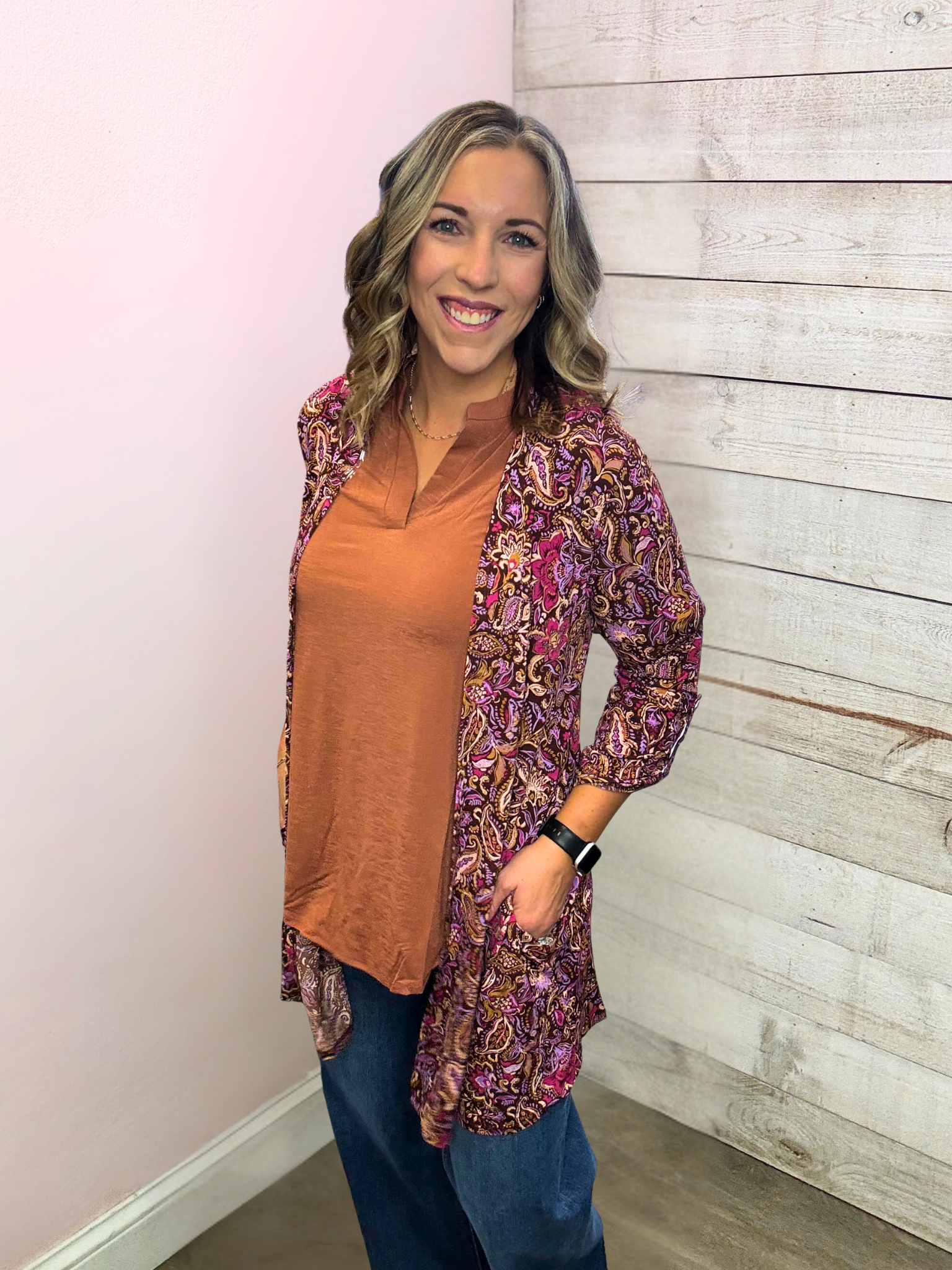 "All About Layers" Chocolate Floral Lizzy Cardigan