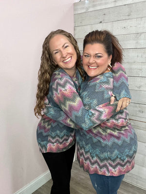 "Cozier Than Ever" Multicolor Chevron Print Top