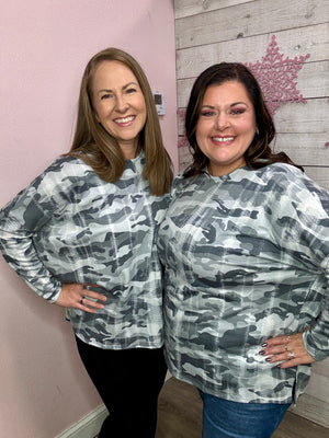 BF "Easy To Love" Grey Camo Print Top