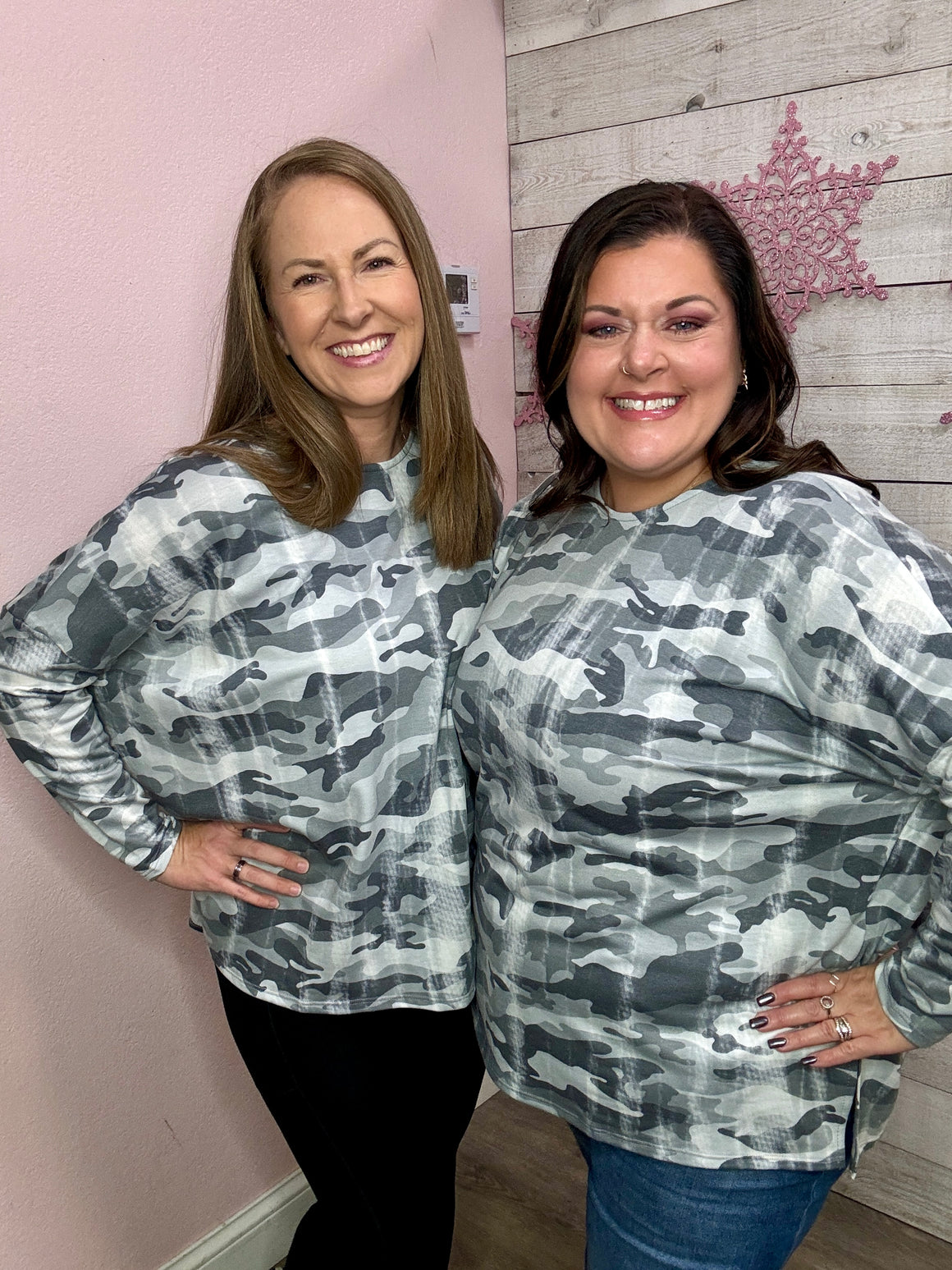 BF "Easy To Love" Grey Camo Print Top
