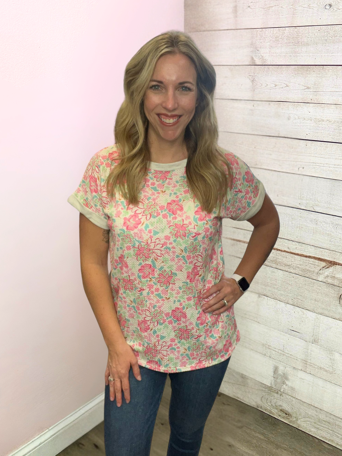 "Sweet Statement" Waffle Knit Floral Top