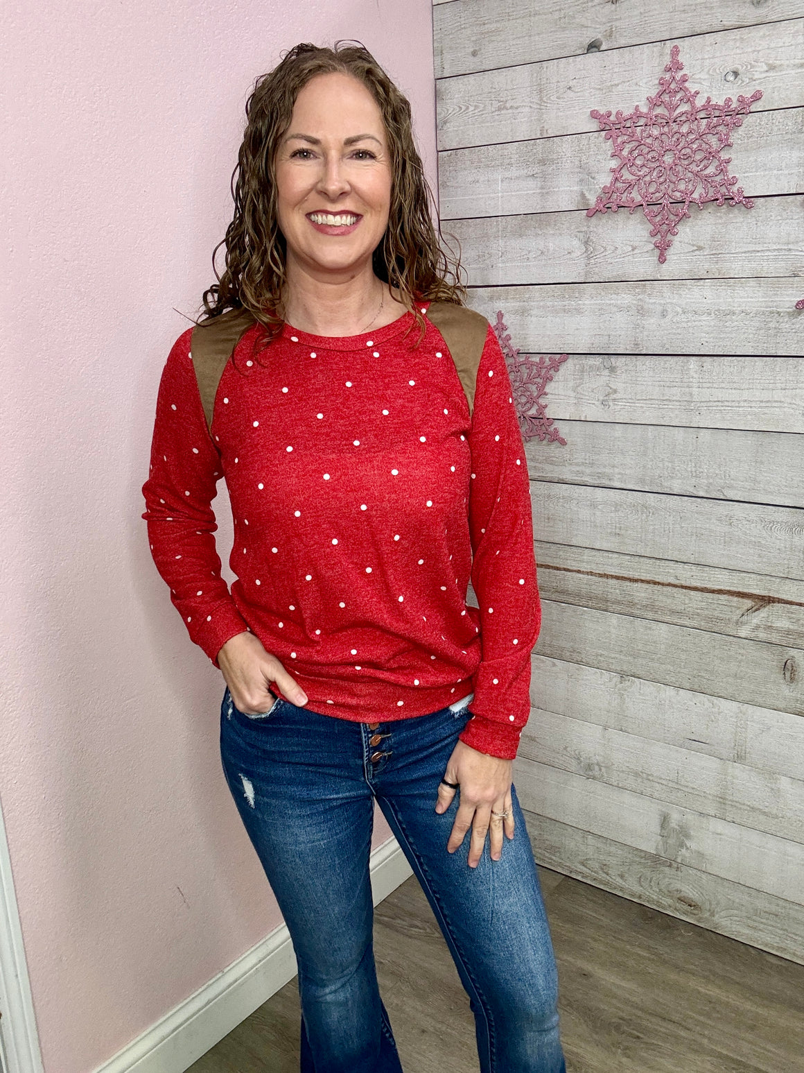 "Won't Let You Down" Red Polka-Dot Top