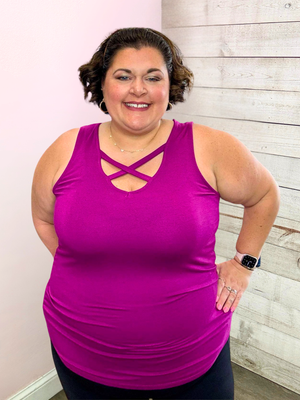 "Move On" Criss Cross Tank- Magenta