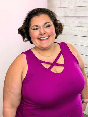 "Move On" Criss Cross Tank- Magenta
