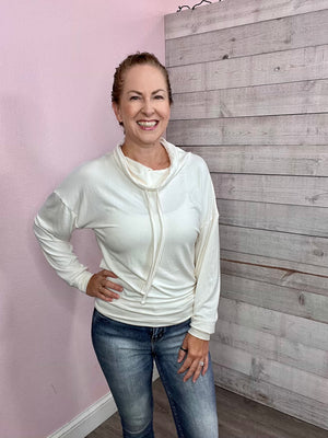 "All I Need" Brushed Cowl Neck Pullover