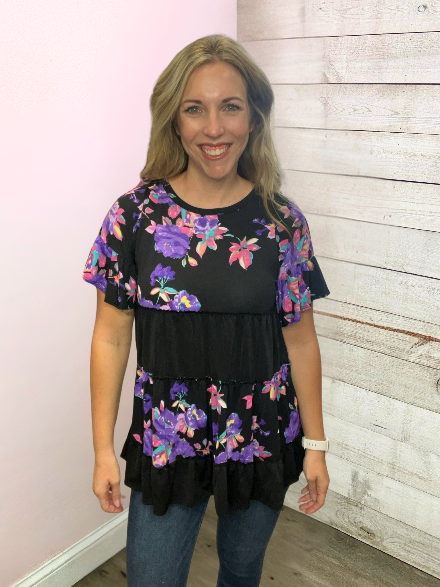 "Pleasant Surprise" Floral Babydoll Top