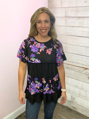 "Pleasant Surprise" Floral Babydoll Top