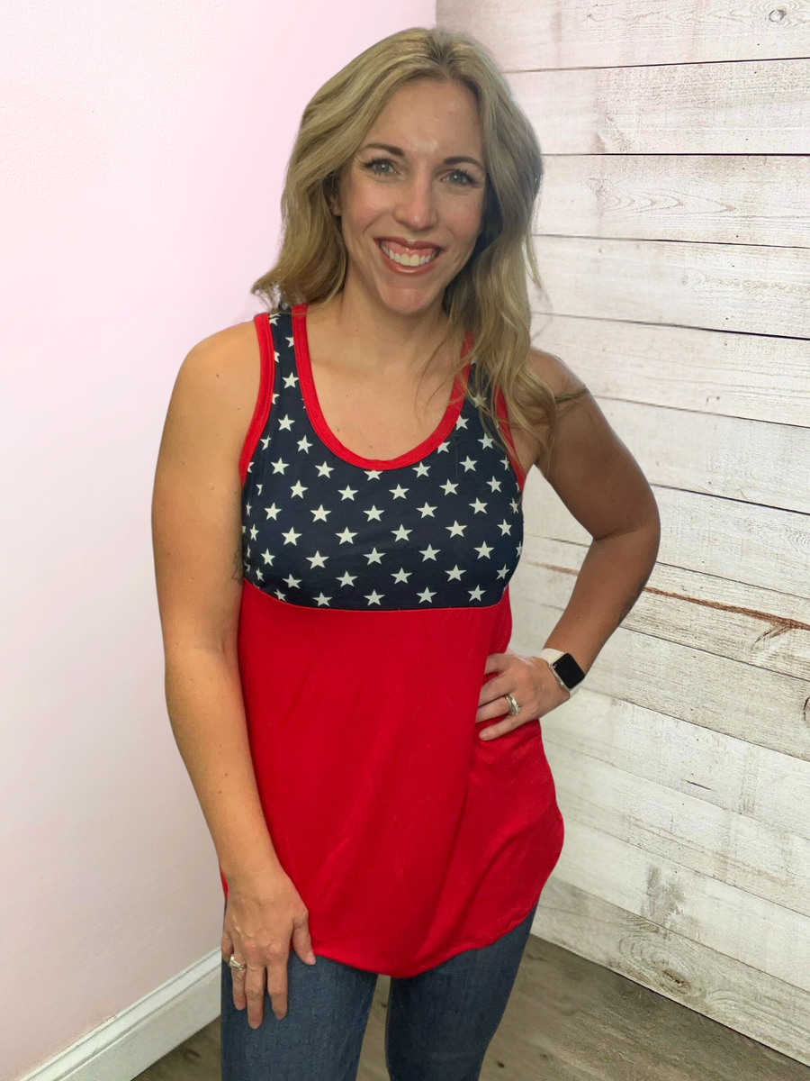 "Reach For The Stars" Red, White and Blue Tank