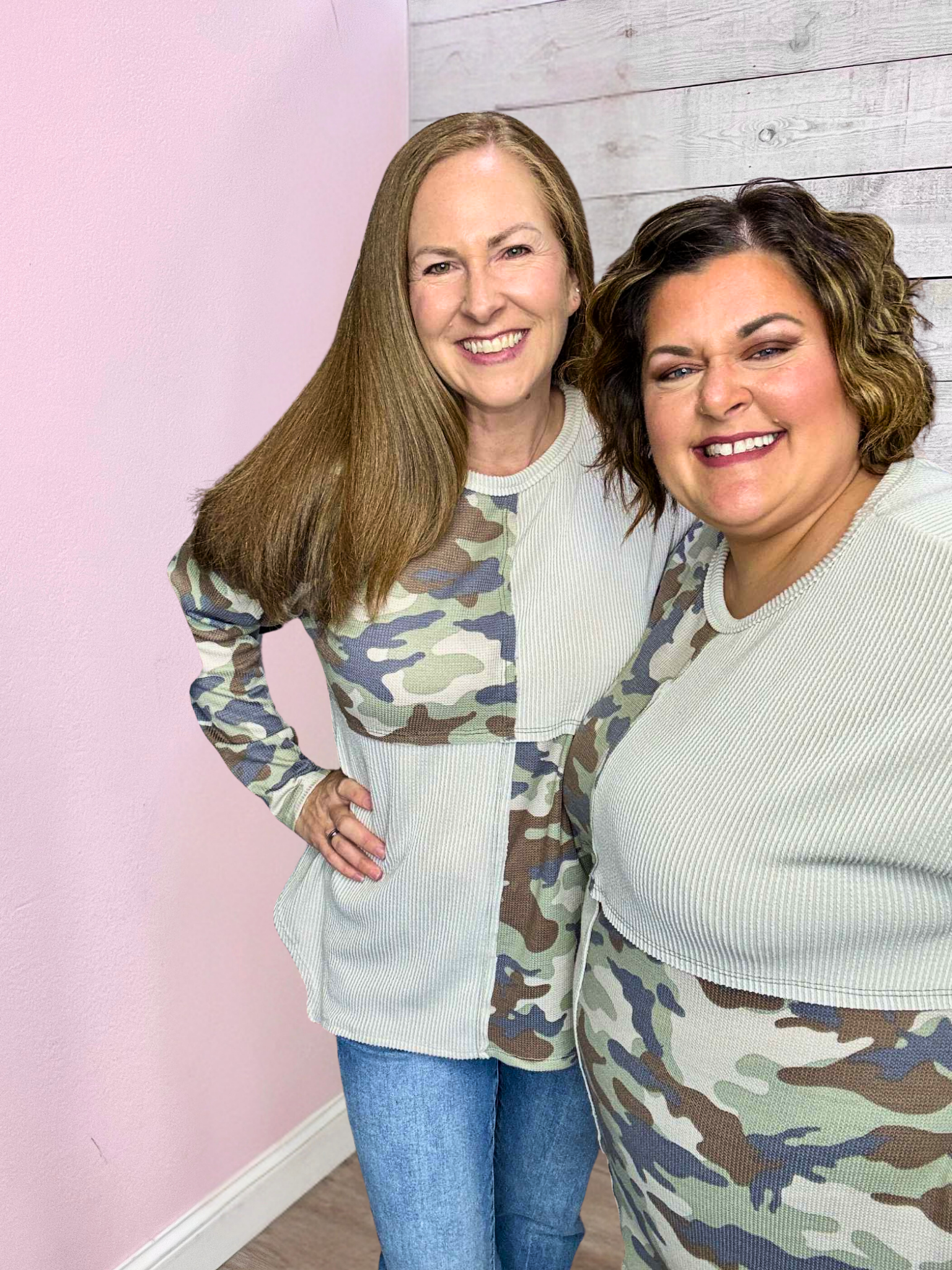 "Hot Take" Camo Colorblock Top