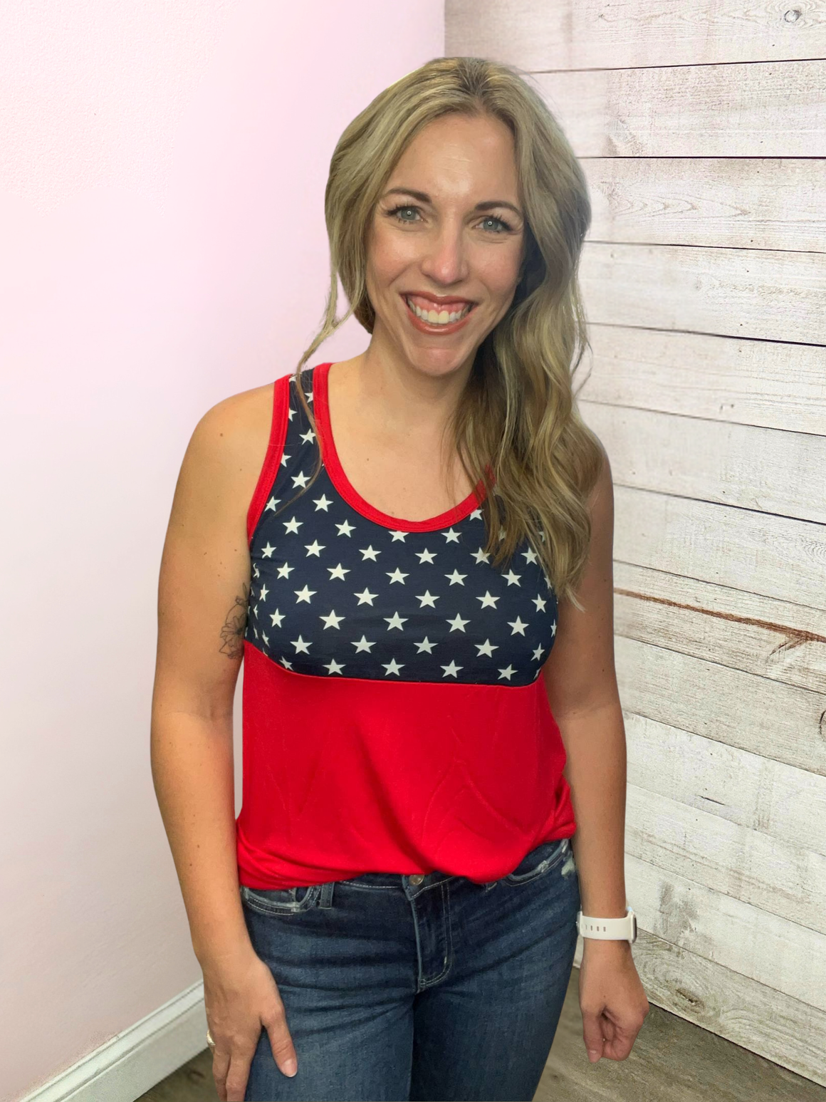 "Reach For The Stars" Red, White and Blue Tank