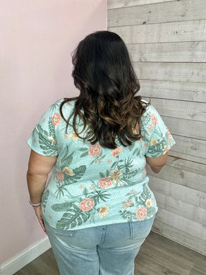 "Looking For More" Mint Floral Top