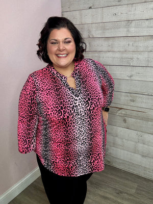 BF "Looking Up" Pink Animal Print Lizzy Top