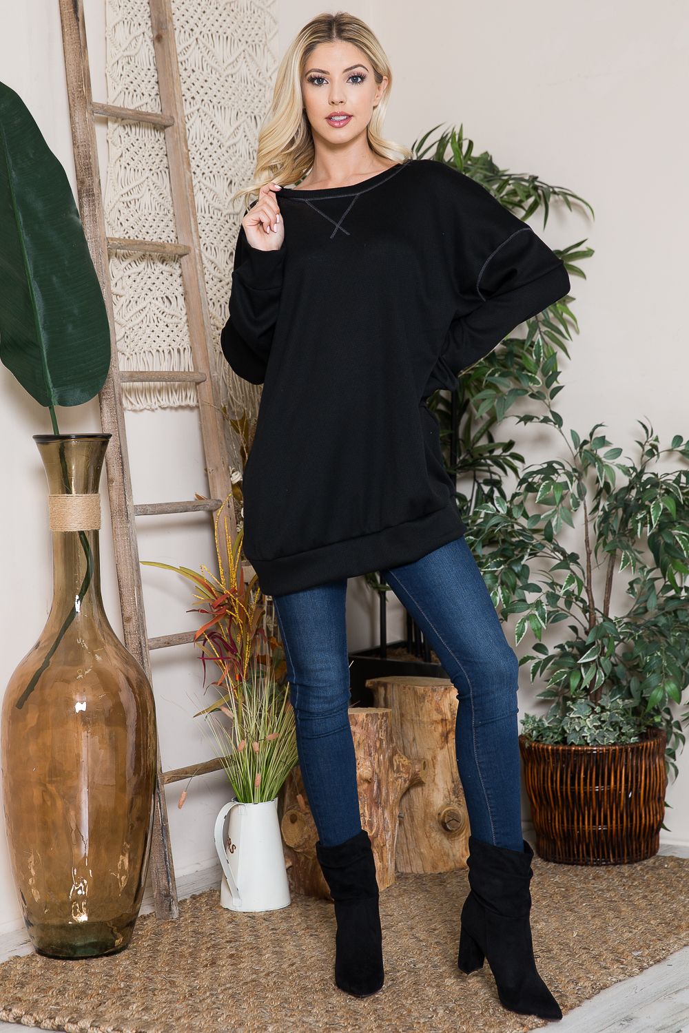 PF "Cozy Touch" Thermal Tunic Top- Black