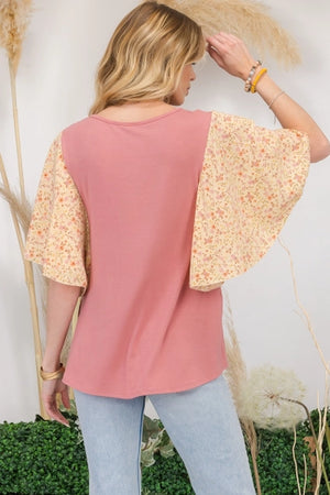 "No Comparison" Blush Floral Sleeve Top