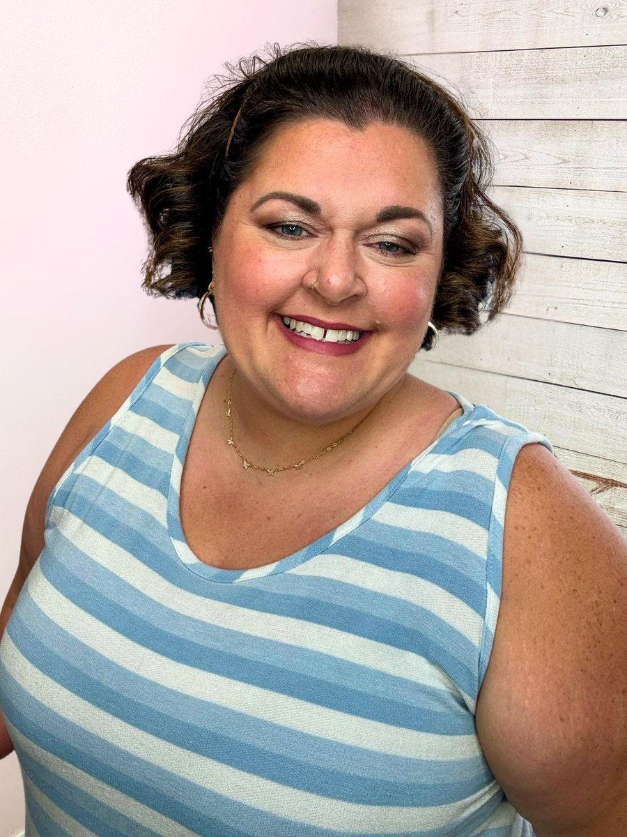 "Made Me Smile" Striped Tank Top- Blue