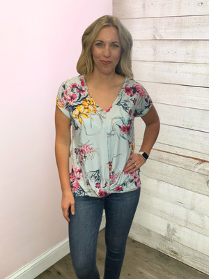 "Planning Ahead" Floral Front Knot Top