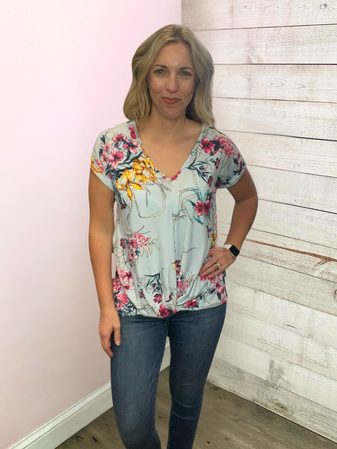"Planning Ahead" Floral Front Knot Top