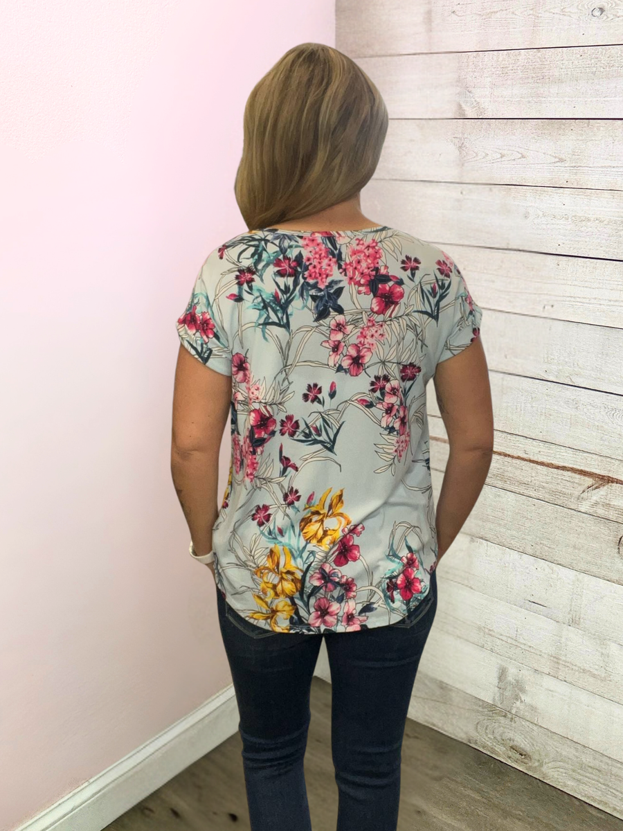 "Planning Ahead" Floral Front Knot Top