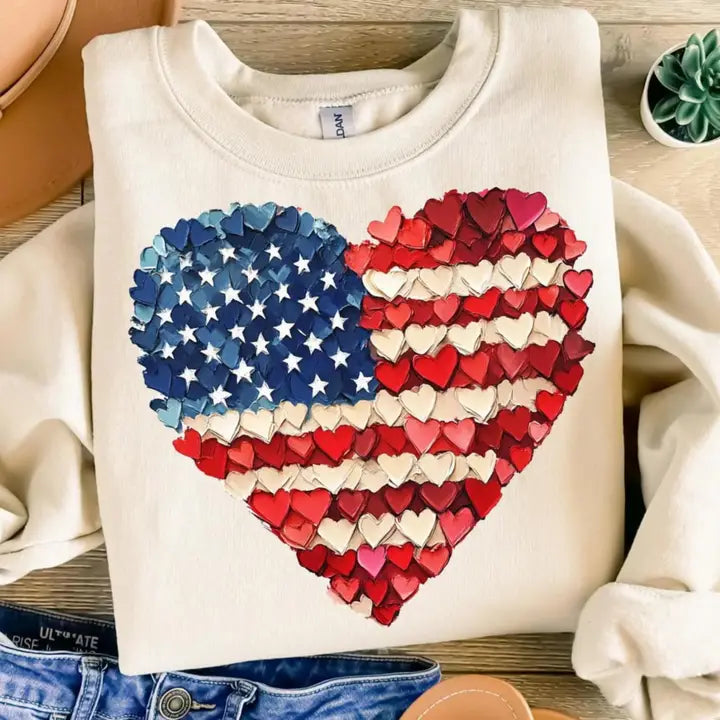 USA Flag Heart Graphic Tee *PRE-ORDER*
