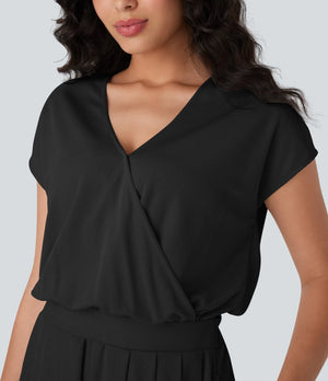 Halara "Never Giving Up" Black Waffle Romper