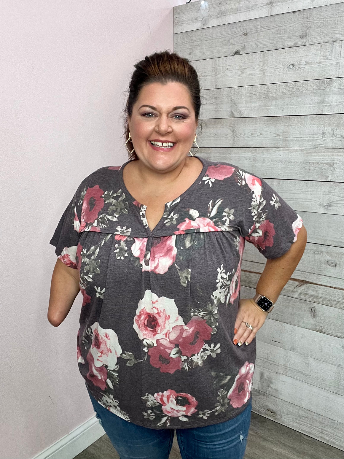 "New Chapter" Floral Short Sleeve Top