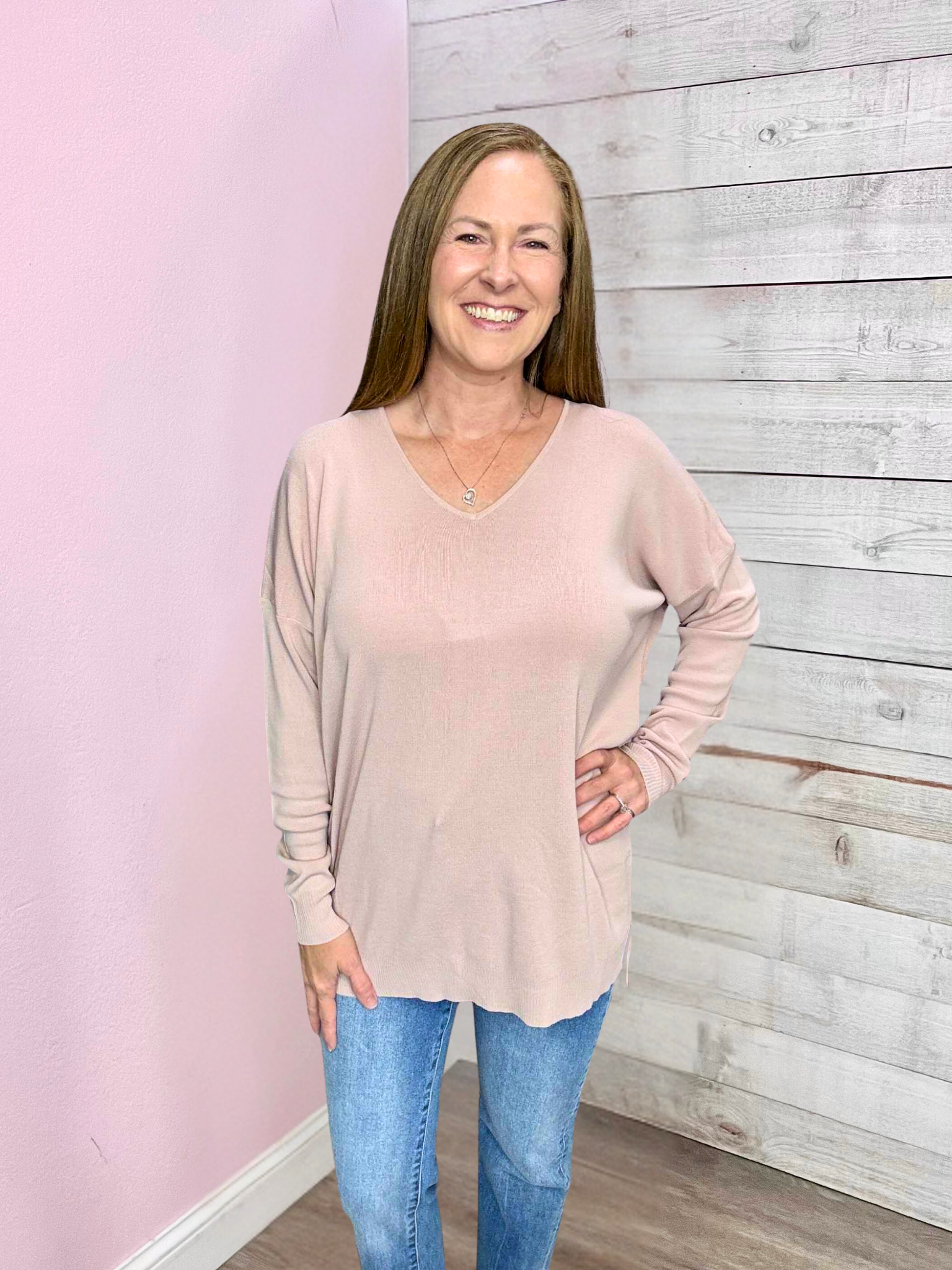 "Days Like This" Lightweight Sweater- Blush