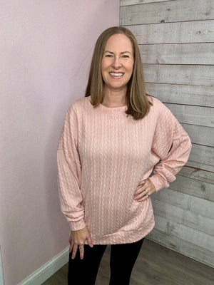 "Snuggly Style" Blush Textured Top