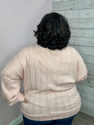 "Snuggly Style" Blush Textured Top