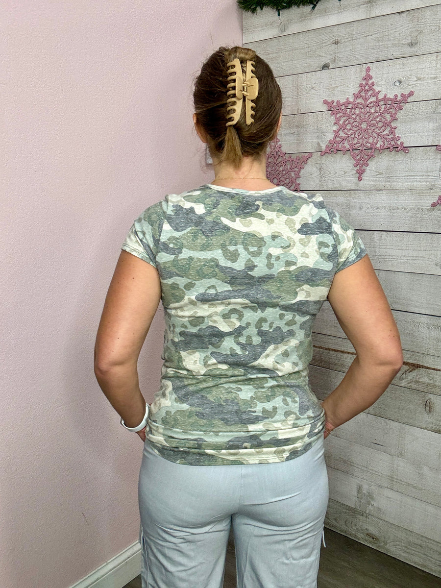 BF "Good Timing" Camo Top- Olive