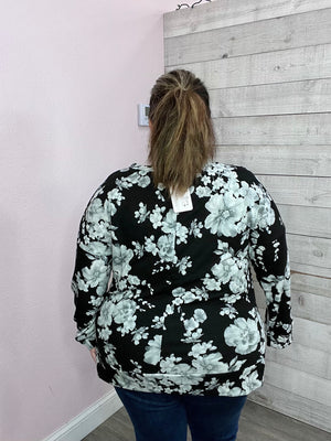 "Midnight Floral" Black/White Floral Print Top