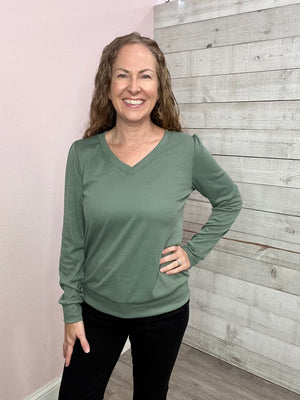 "Living My Best Life" Olive Ribbed Top