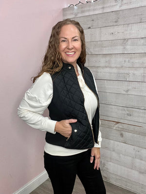 "Casual Fun" Quilted Vest- Black * Final Sale*