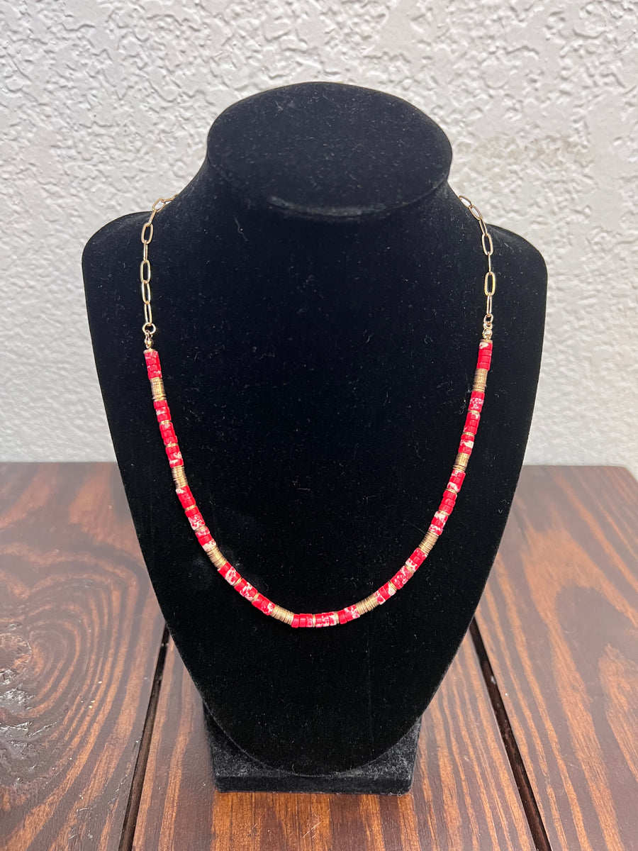 Red/Gold Beaded Necklace