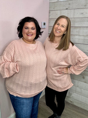 "Snuggly Style" Blush Textured Top