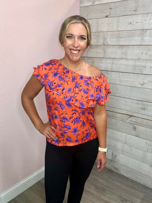 "Stand Out" Orange One Shoulder Top